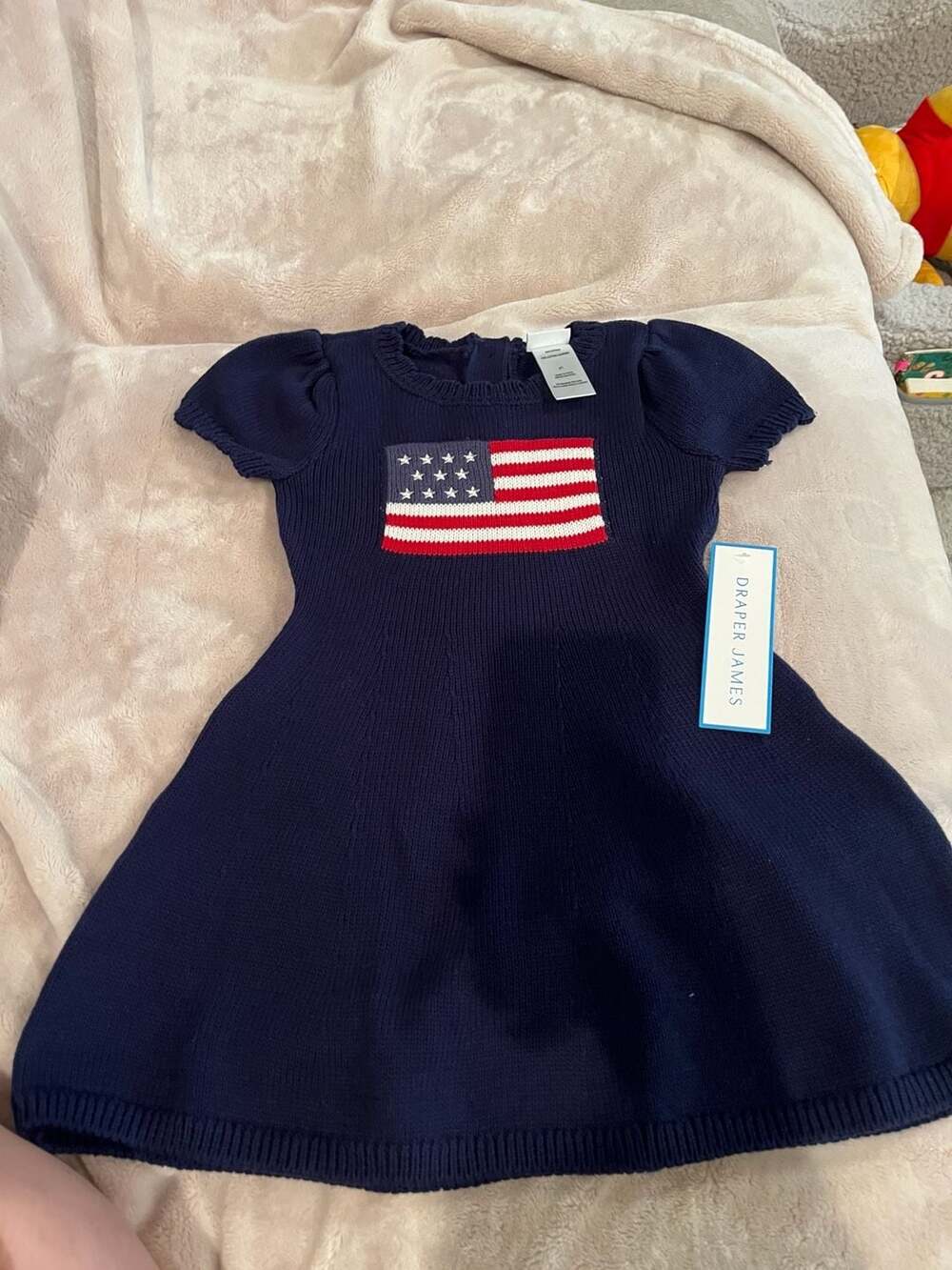 Draper James Toddler Girls Navy Blue USA Flag Knit Skater Dress Size 2T